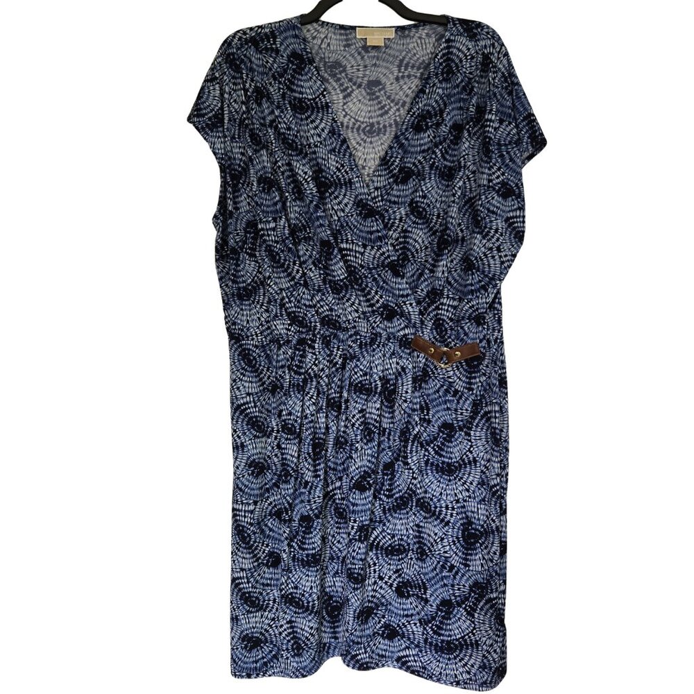 MICHAEL KORS Navy & White Print Dress with Buckle 3X